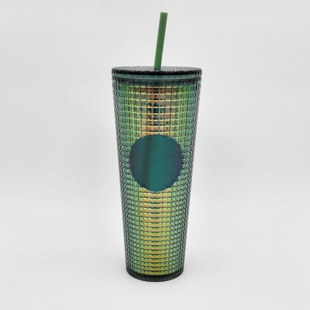 Starbucks 2022 Fall Halloween Green Aqua Grid Rainforest Venti Tumbler 24oz Cup